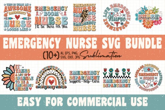 Emergency Nurse Graphics for Crafts and Branding