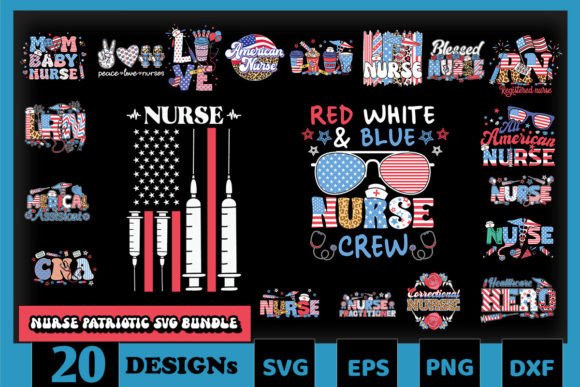 Nurse Patriotic SVG Bundle: Graphics for Crafts