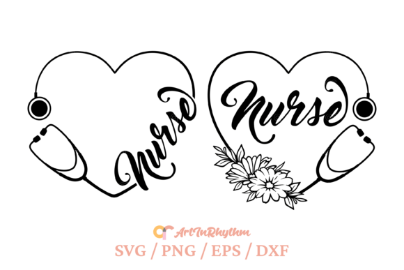 Nurse Svg, Heart Stethoscope Svg: Graphics for Crafts & Blogs